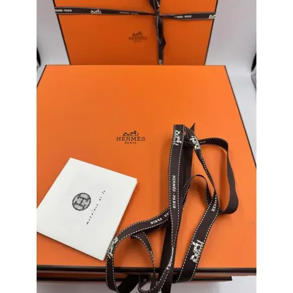 Hermes 11 by 11 4 Empty Authentic Box Only w/ Ribbons and Slip